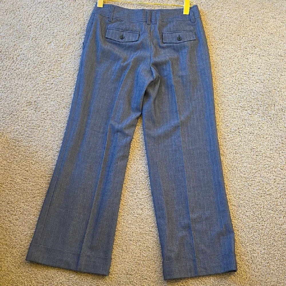 Michael Kors Blue Herringbone Wide Leg Hip Slung Pants 8